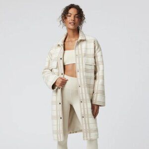 Vuori Cream Plaid Trench Coat